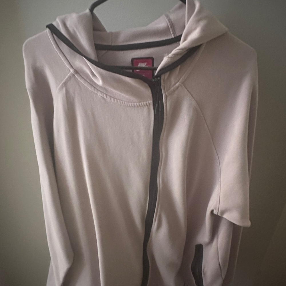 Nike Women's Cream Pink Bomber Jacket with Black Trim